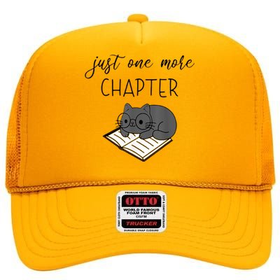 Book Lover Book Worm Reading Cat Lover High Crown Mesh Back Trucker Hat