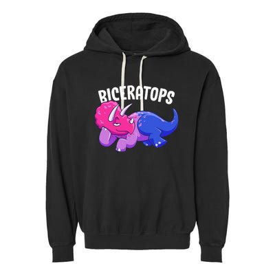 Biceratops LGBT Bisexual Flag Bi Dinosaur Triceratops Garment-Dyed Fleece Hoodie