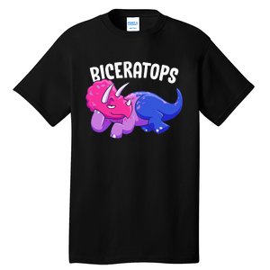 Biceratops LGBT Bisexual Flag Bi Dinosaur Triceratops Tall T-Shirt