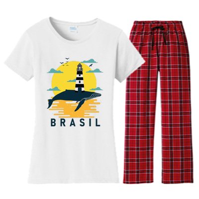 Brasil Lighthouse Bahia Barra Brazil Sunset Souvenir Tourist Women's Flannel Pajama Set