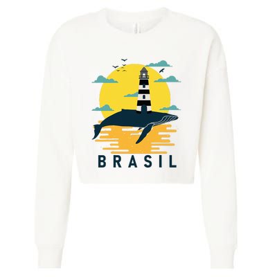 Brasil Lighthouse Bahia Barra Brazil Sunset Souvenir Tourist Cropped Pullover Crew