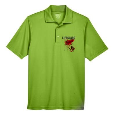 Bloody Lifeguard Blood Splatter Blood Stained Fun Men's Origin Performance Piqué Polo