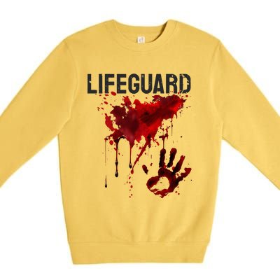 Bloody Lifeguard Blood Splatter Blood Stained Fun Premium Crewneck Sweatshirt