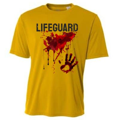 Bloody Lifeguard Blood Splatter Blood Stained Fun Cooling Performance Crew T-Shirt