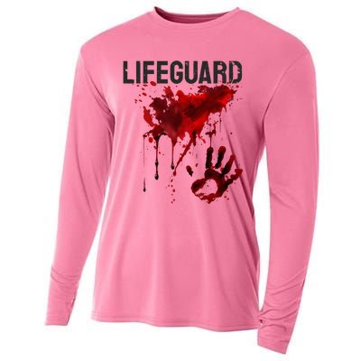 Bloody Lifeguard Blood Splatter Blood Stained Fun Cooling Performance Long Sleeve Crew