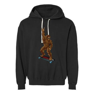 Bigfoot Long Boarding Rock On Sasquatch Big Foot Skate Garment-Dyed Fleece Hoodie