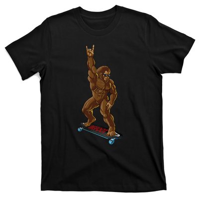 Bigfoot Long Boarding Rock On Sasquatch Big Foot Skate T-Shirt