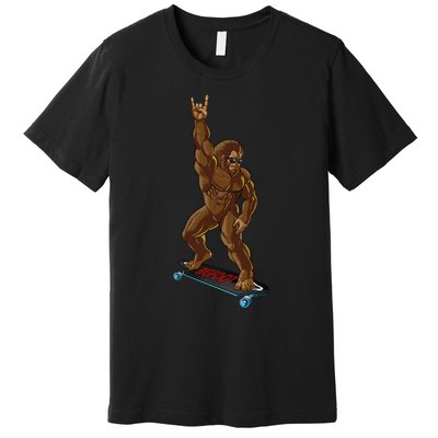 Bigfoot Long Boarding Rock On Sasquatch Big Foot Skate Premium T-Shirt