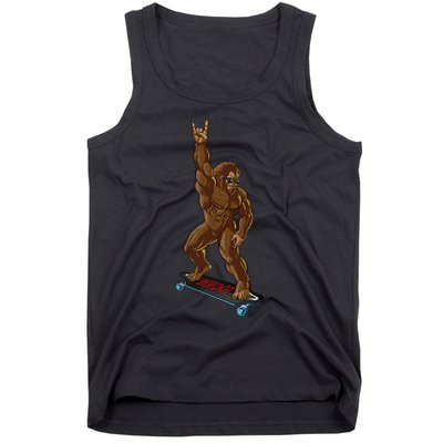 Bigfoot Long Boarding Rock On Sasquatch Big Foot Skate Tank Top