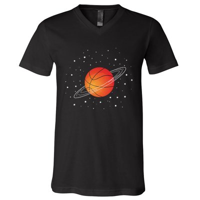 Basketball Lovers Basketball Player Funny Basketball Space V-Neck T-Shirt