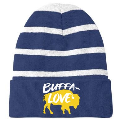 Buffa Love Buffalo Choose Love Design Striped Beanie with Solid Band