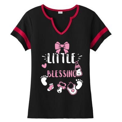 Baby: Little Blessing Cute Gift Sayings Gift Ladies Halftime Notch Neck Tee