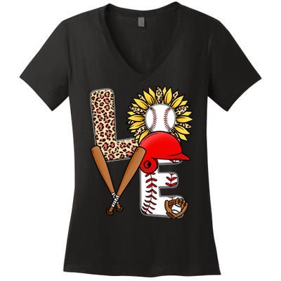Baseball | Love Baseball Women's V-Neck T-Shirt