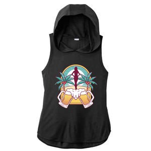 Beer Lover Beach Paradise Ladies PosiCharge Tri-Blend Wicking Draft Hoodie Tank