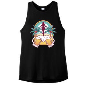 Beer Lover Beach Paradise Ladies PosiCharge Tri-Blend Wicking Tank