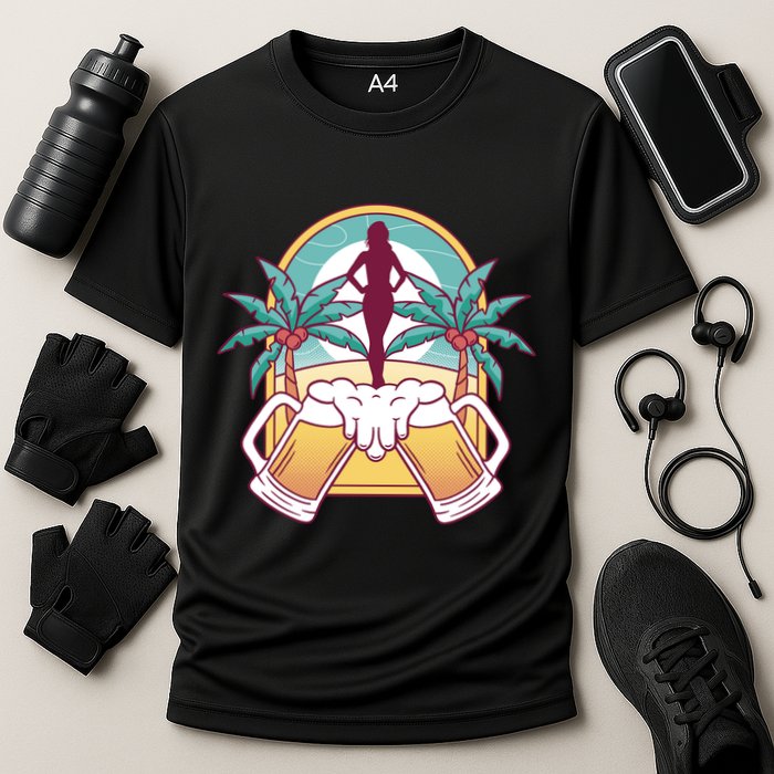 Beer Lover Beach Paradise Cooling Performance Crew T-Shirt
