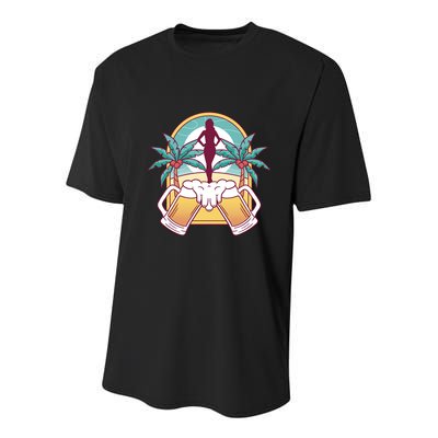 Beer Lover Beach Paradise Youth Performance Sprint T-Shirt