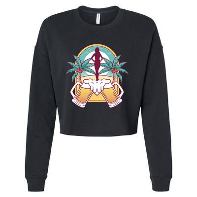 Beer Lover Beach Paradise Cropped Pullover Crew