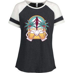 Beer Lover Beach Paradise Enza Ladies Jersey Colorblock Tee