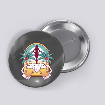 Beer Lover Beach Paradise Button