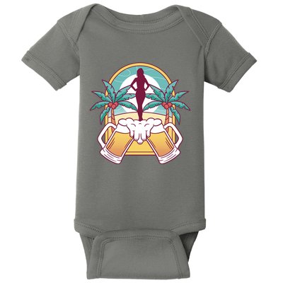 Beer Lover Beach Paradise Baby Bodysuit
