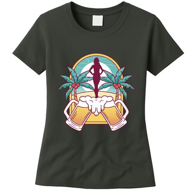 Beer Lover Beach Paradise Womens T-Shirt
