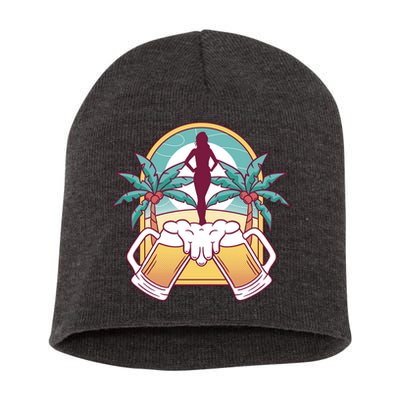 Beer Lover Beach Paradise Short Acrylic Beanie