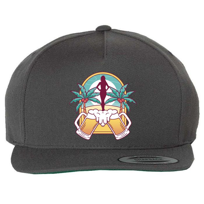 Beer Lover Beach Paradise Wool Snapback Cap