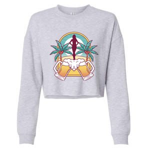 Beer Lover Beach Paradise Cropped Pullover Crew