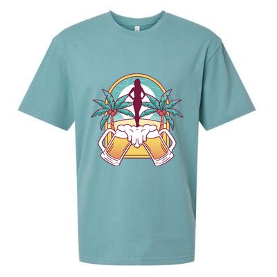 Beer Lover Beach Paradise Sueded Cloud Jersey T-Shirt