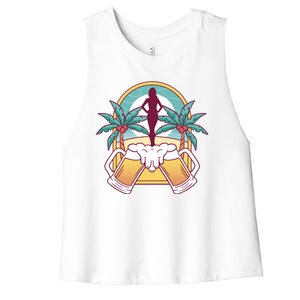 Beer Lover Beach Paradise Women's Racerback Cropped Tank