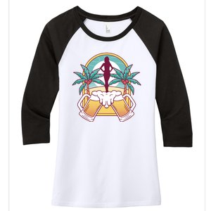 Beer Lover Beach Paradise Women's Tri-Blend 3/4-Sleeve Raglan Shirt