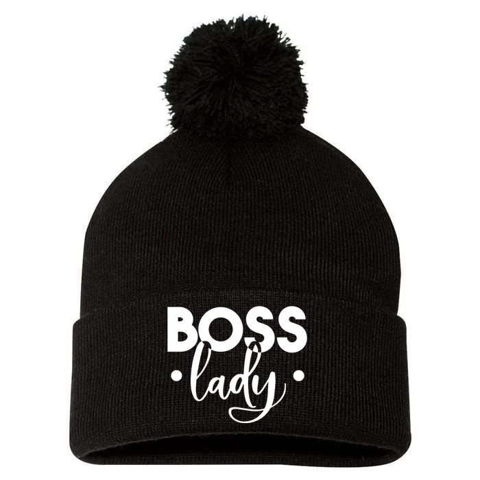 Boss Lady Pom Pom 12in Knit Beanie