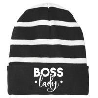 Boss Lady Striped Beanie with Solid Band