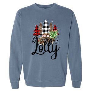 Blessed Lolly Christmas Truck Grandma Gift Garment-Dyed Sweatshirt