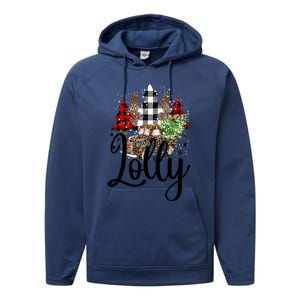 Blessed Lolly Christmas Truck Grandma Gift Performance Fleece Hoodie