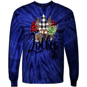 Blessed Lolly Christmas Truck Grandma Gift Tie-Dye Long Sleeve Shirt