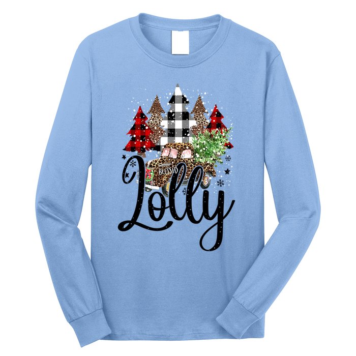 Blessed Lolly Christmas Truck Grandma Gift Long Sleeve Shirt