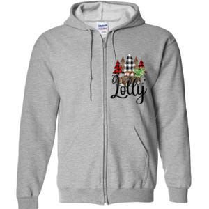 Blessed Lolly Christmas Truck Grandma Gift Full Zip Hoodie