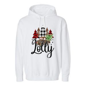 Blessed Lolly Christmas Truck Grandma Gift Garment-Dyed Fleece Hoodie