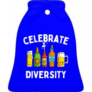 Beer Lovers Celebrate Diversity Funny BeerDrinking Cute Gift Ceramic Bell Ornament