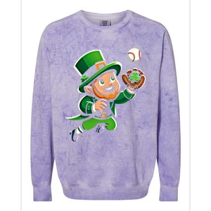 Baseball Leprechauns Catcher Saint PaddyS Shamrock Irish Cool Gift Colorblast Crewneck Sweatshirt