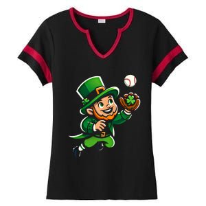 Baseball Leprechauns Catcher Saint PaddyS Shamrock Irish Cool Gift Ladies Halftime Notch Neck Tee