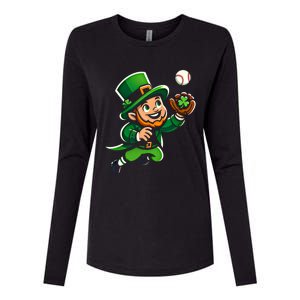 Baseball Leprechauns Catcher Saint PaddyS Shamrock Irish Cool Gift Womens Cotton Relaxed Long Sleeve T-Shirt