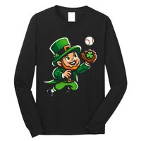 Baseball Leprechauns Catcher Saint PaddyS Shamrock Irish Cool Gift Long Sleeve Shirt