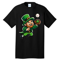 Baseball Leprechauns Catcher Saint PaddyS Shamrock Irish Cool Gift Tall T-Shirt