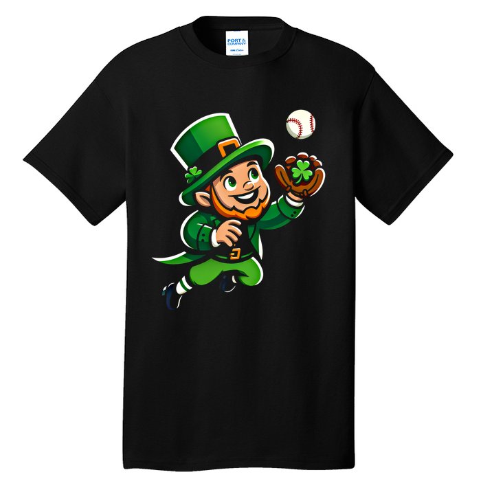 Baseball Leprechauns Catcher Saint PaddyS Shamrock Irish Cool Gift Tall T-Shirt