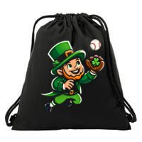 Baseball Leprechauns Catcher Saint PaddyS Shamrock Irish Cool Gift Drawstring Bag