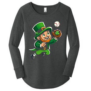 Baseball Leprechauns Catcher Saint PaddyS Shamrock Irish Cool Gift Women's Perfect Tri Tunic Long Sleeve Shirt