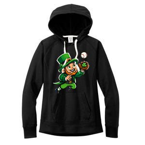 Baseball Leprechauns Catcher Saint PaddyS Shamrock Irish Cool Gift Women's Fleece Hoodie